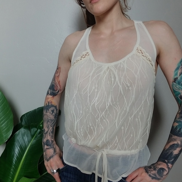 Sheer off white tank festival wear - Picture 3 of 6